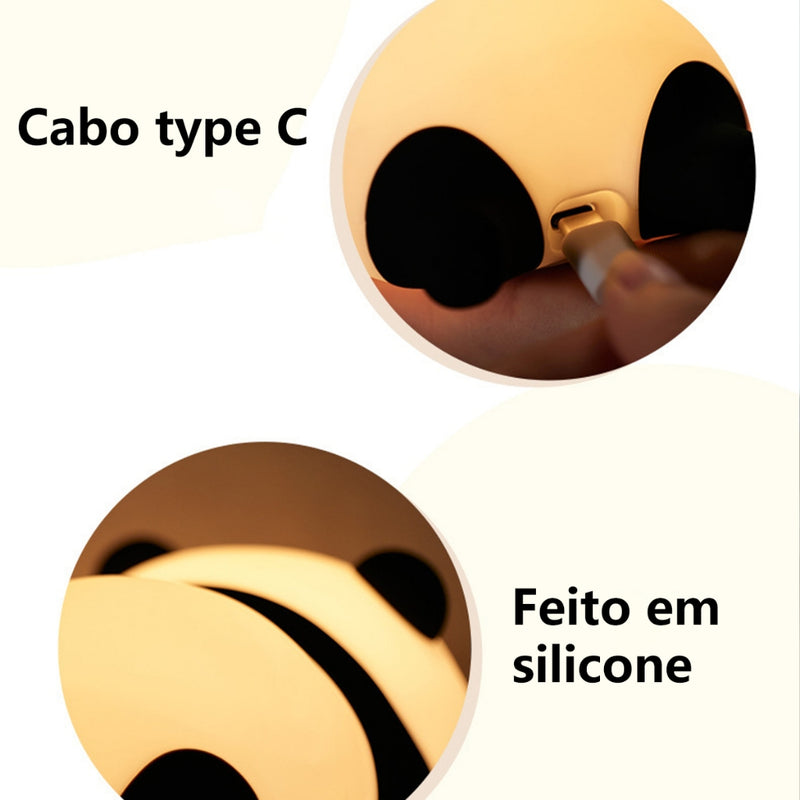 Luminária De Silicone Noturna Sensor De Toque Panda Fofa Recarregável De USB ATP5