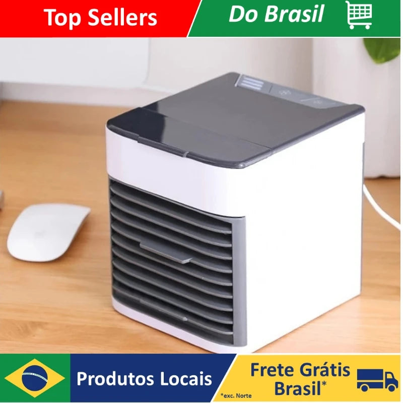 Mini Ar Condicionado Portátil Cooler Umidificador Climatizador Luz Led Clima Artic 3 Velocidades Refrigerador Pessoal