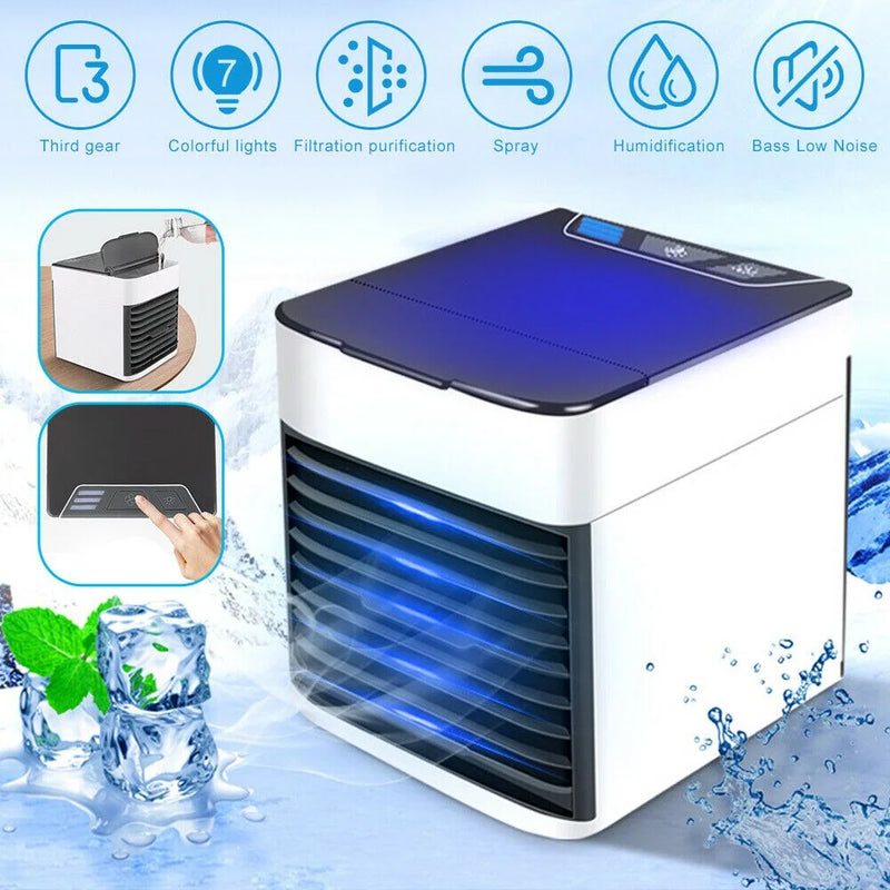 Mini Ar Condicionado Portátil Cooler Umidificador Climatizador Luz Led Clima Artic 3 Velocidades Refrigerador Pessoal