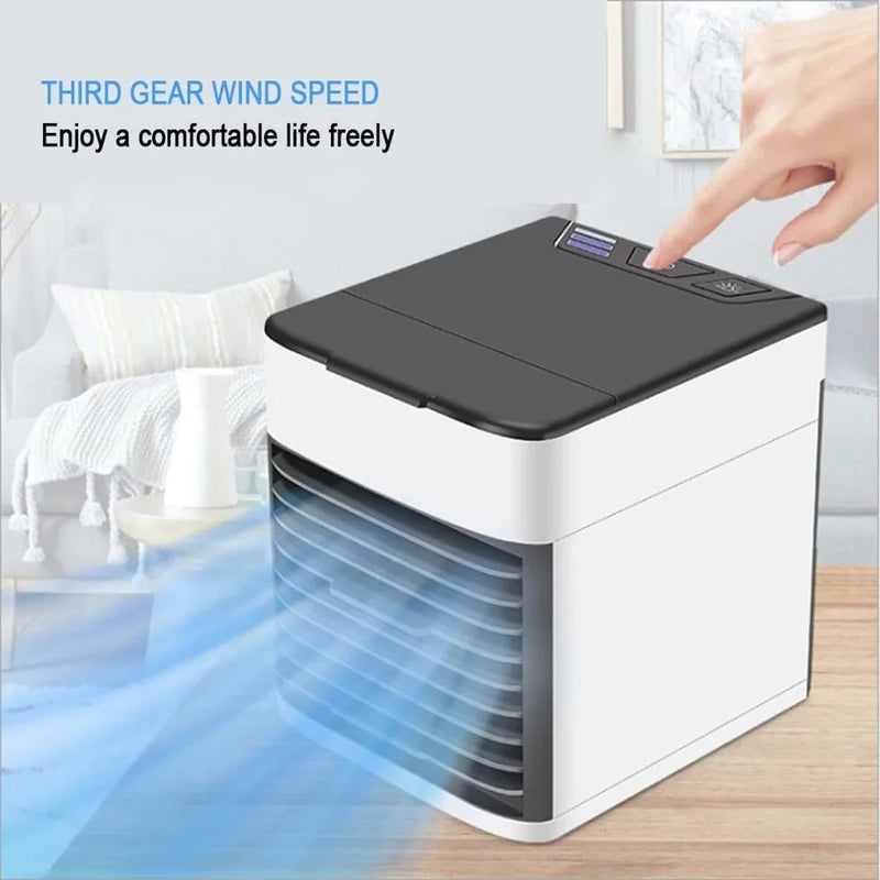 Mini Ar Condicionado Portátil Cooler Umidificador Climatizador Luz Led Clima Artic 3 Velocidades Refrigerador Pessoal