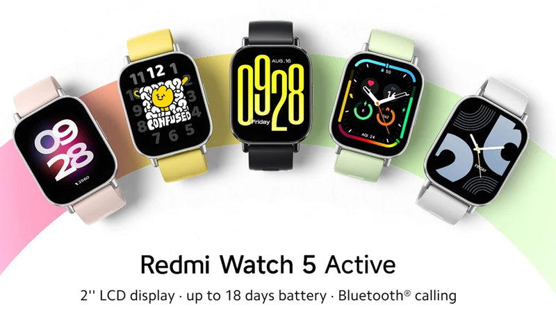 Versão global Xiaomi Redmi Watch 5 Active 2 '' Display de até 18 dias de vida útil da bateria mais de 140 modos de treino Bluetooth chamando 5ATM