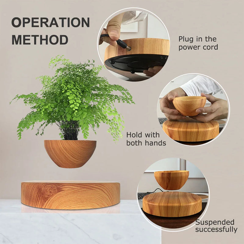 Magnético Levitating Air Bonsai Pot, Vaso De Flor De Rotação, Pote De Flutuação De Suspensão, Casa De Planta Em Vaso, Sem Plantas